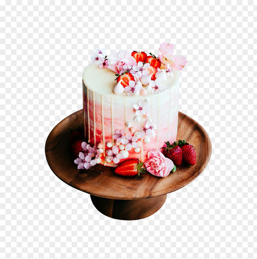 Strawberry Cream Cake Flowers PNG cream cake flowers clipart PNG