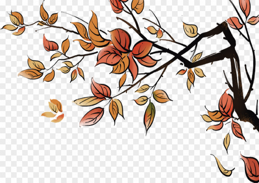 Cartoon Yellow Autumn Leaves And Branches Literature Computer File PNG