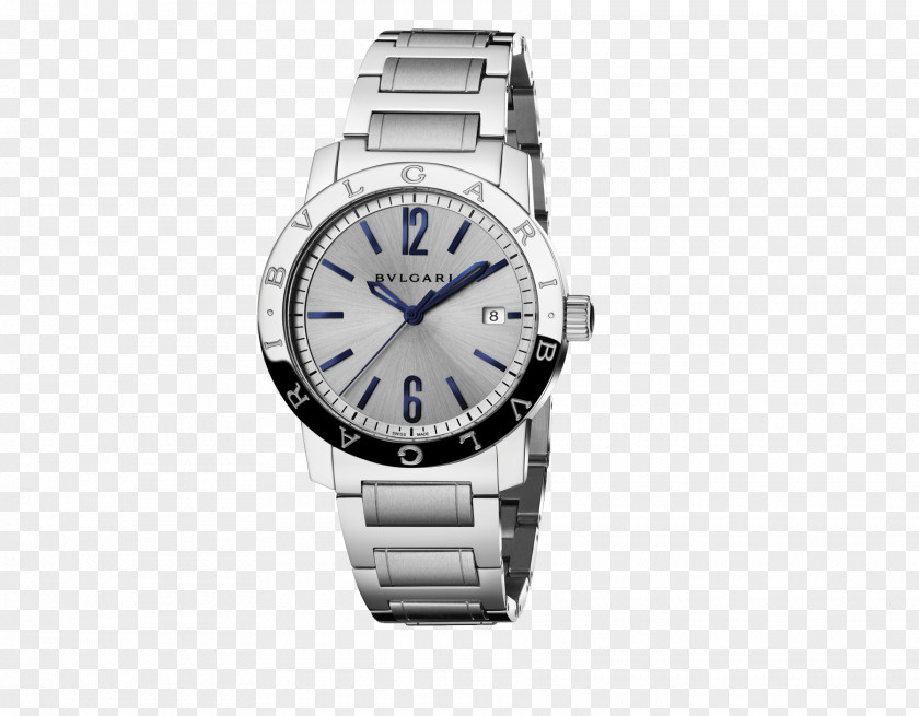 Bulgari Silver Watch Male Automatic Jewellery Luxury Goods PNG