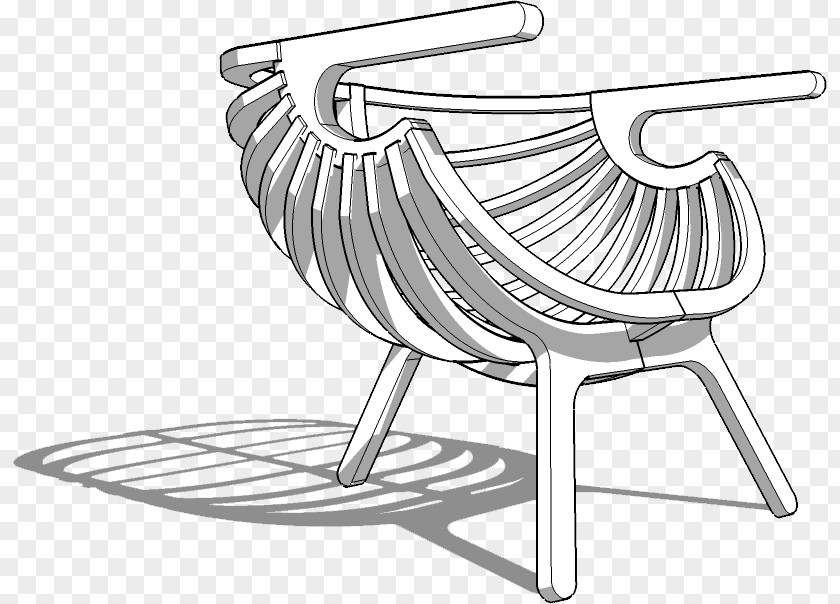 Chair SketchUp Line Art Drawing Rendering PNG