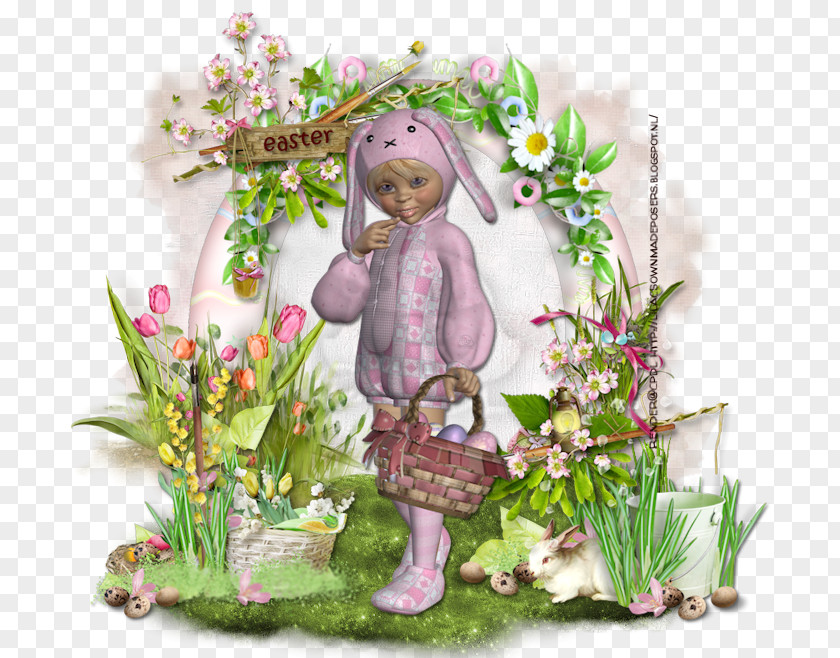 Easter Floral Design Character Fiction PNG