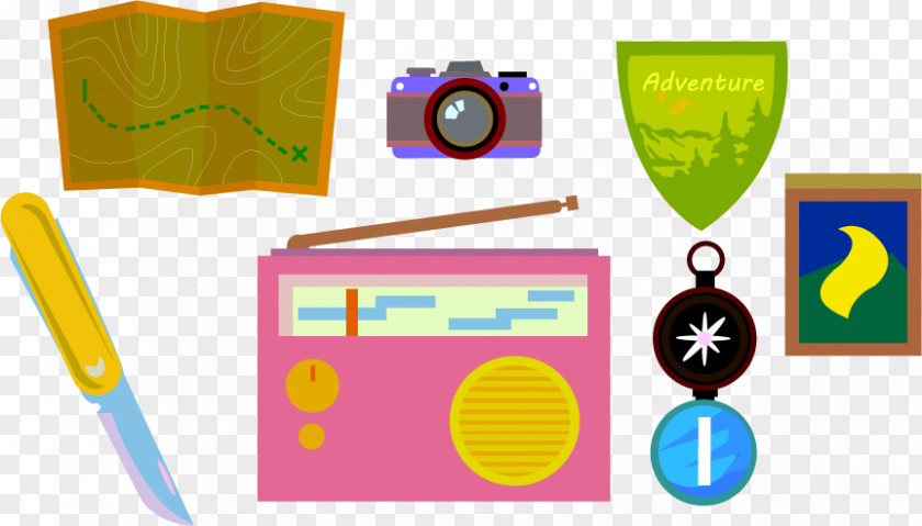 Travel Map Camera Radio Compass Euclidean Vector Clip Art PNG