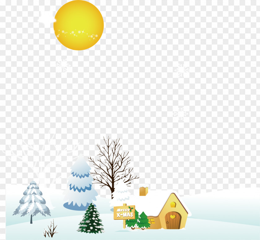 Beautiful Winter Snow Village Zhuangxue Jing Material Christmas Tree Clip Art PNG