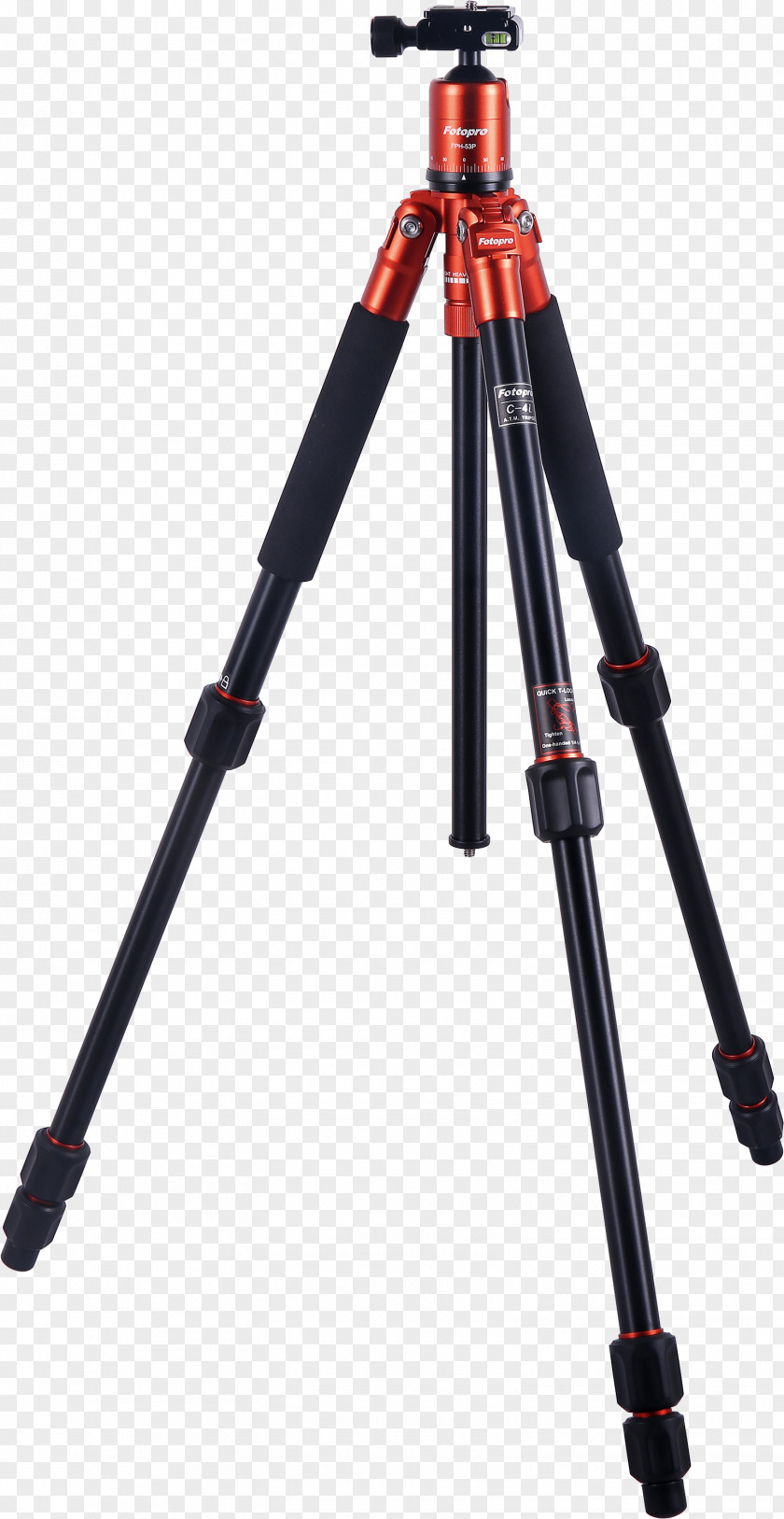 Camera Rollei Aluminium Tripod Black C5i ATT.FX.WORKING_HEIGHT=11 Ball Head Fotopro C4i + 53P Red PNG