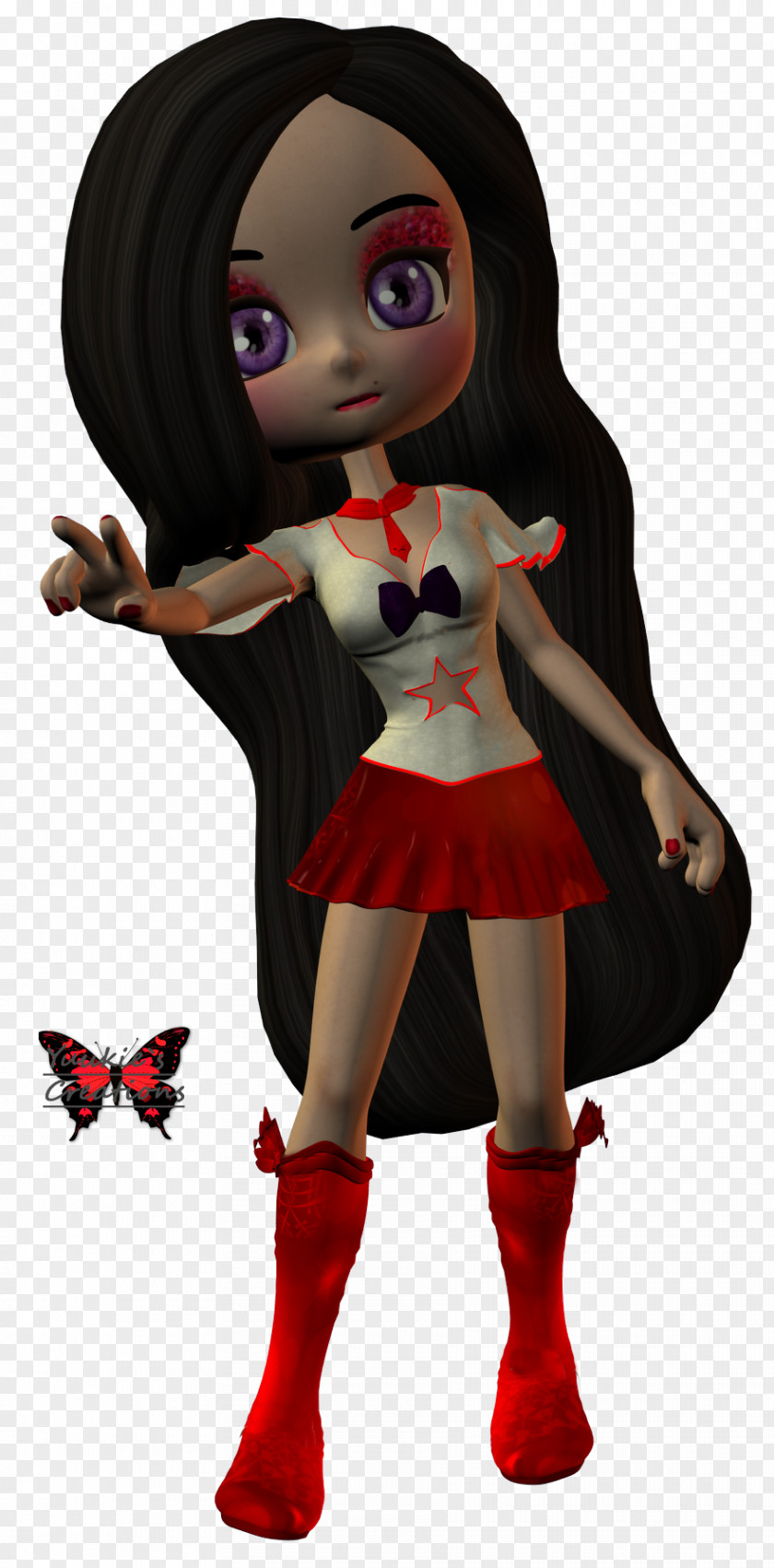 Sailor Mars Brown Hair Cartoon Doll PNG