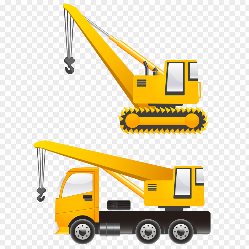 Vector Crane Cartoon Heavy Equipment PNG