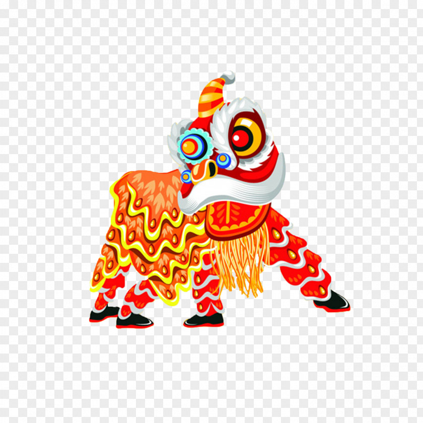 Cartoon Lion Dance Chinese New Year PNG