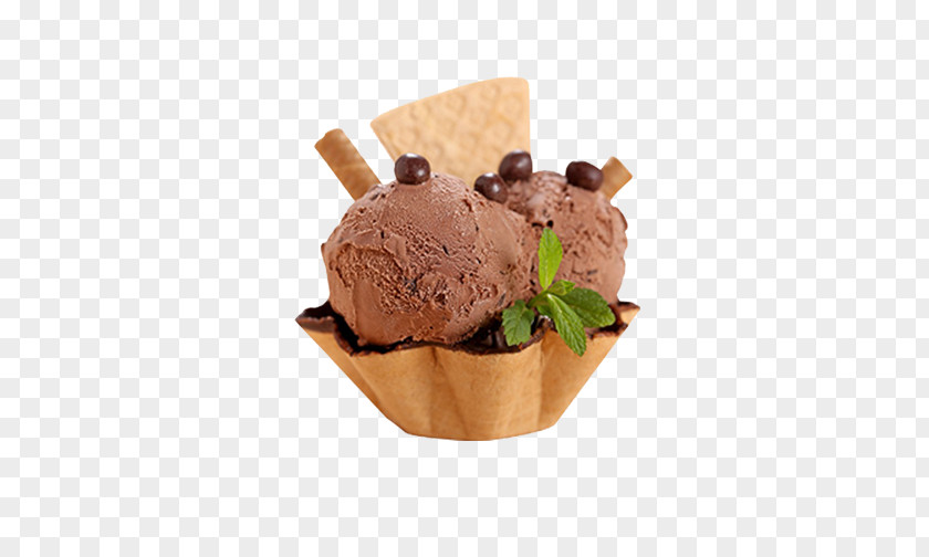 Chocolate Ice Cream Cone Waffle PNG