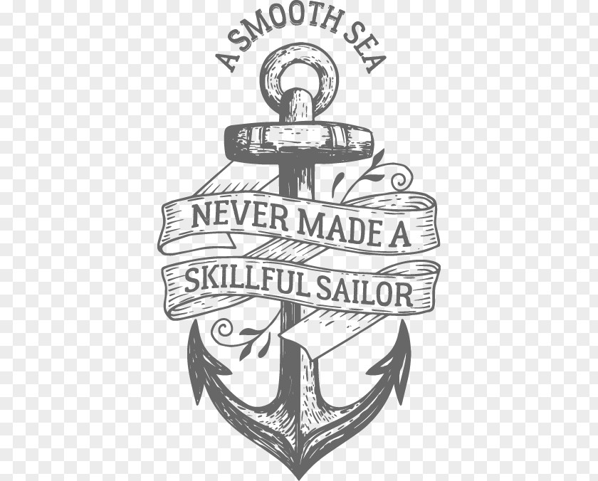 Hand Drawn Sketch Alphabet Anchor Streamer Sea Sailor T-shirt Poster Paper PNG