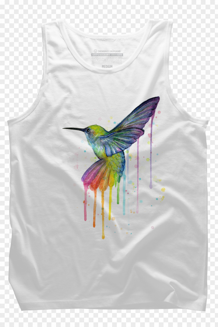 Hand-painted Hummingbird T-shirt Watercolor Painting Art PNG