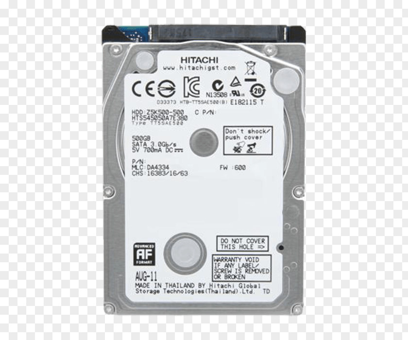 Hard Disk Drive Platter Laptop Serial ATA Drives HGST Travelstar Z5K500 PNG