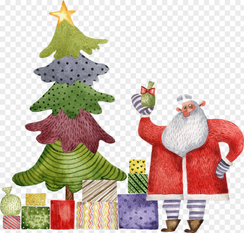 Santa Claus Carries A Gift Christmas Tree PNG