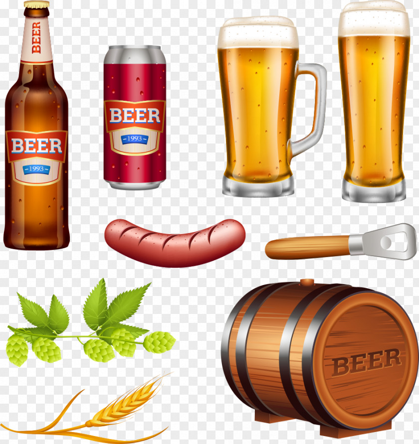 Sausage And Beer Vector Material Stock Photography Illustration PNG