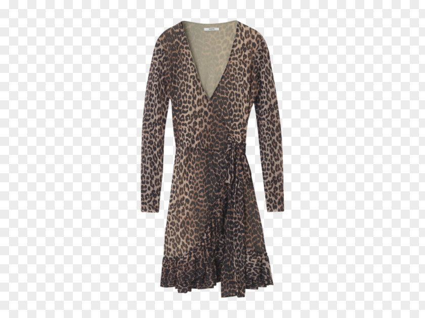 Brown. Size 36 (also In 38,40). Clothing Wrap DressWrap Dress Ganni Tilden Leopard PNG