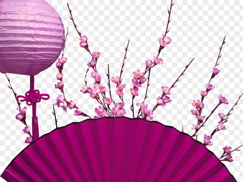 Purple Chinese Fancy Flower Dinette Decorative Pattern PNG