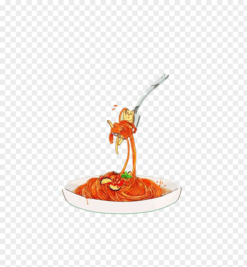 Spaghetti Fork Painted On Pasta Chinese Noodles Ramen PNG