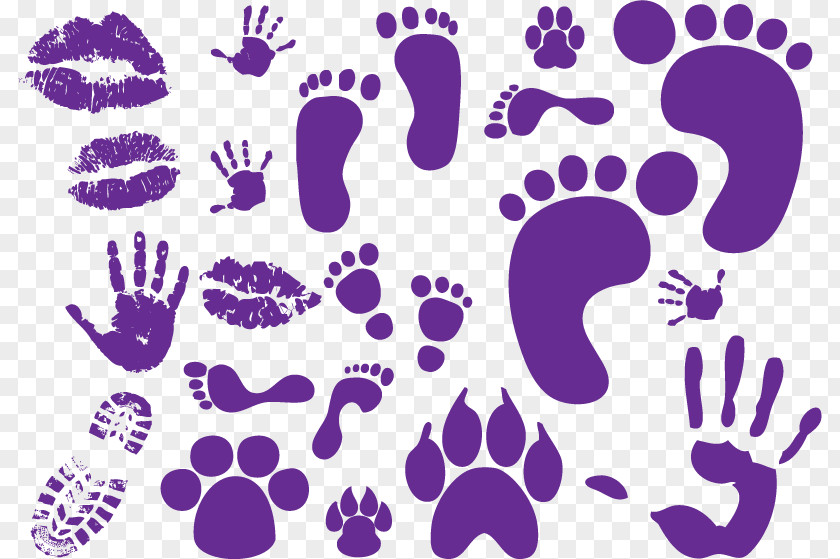 Vector Purple Handprints Footprints Footprint Clip Art PNG