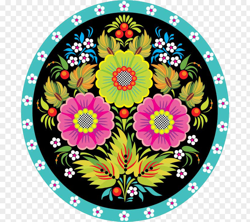 Khokhloma Floral Design Ornament Symmetry Pattern PNG