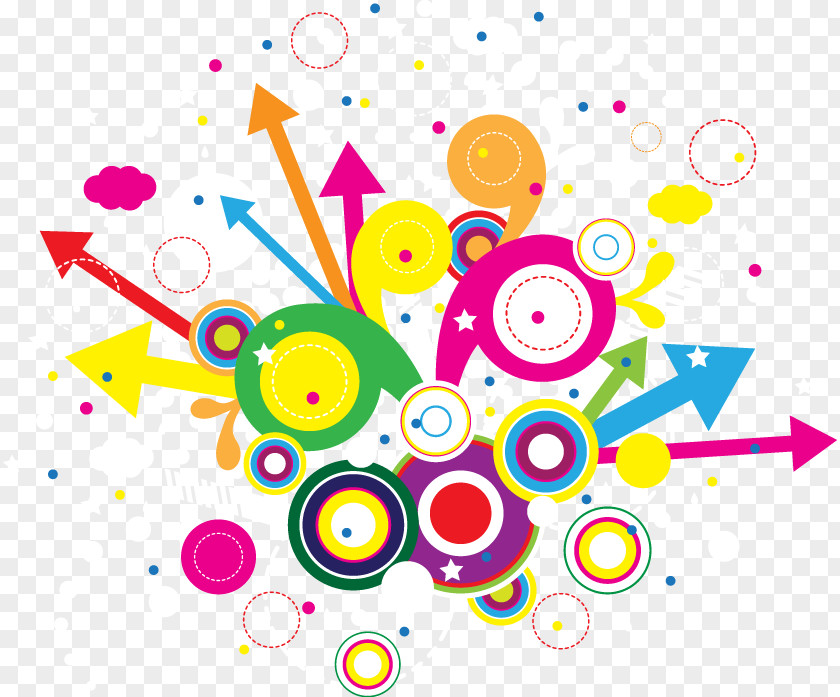 Abstract Colored Circles Arrow Pattern Party Euclidean Vector Clip Art PNG