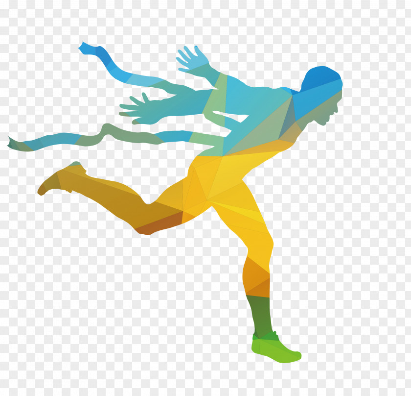 Geometric Running Man PNG