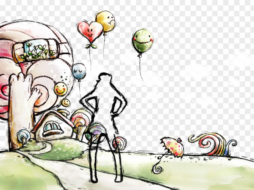 Hand Painted Balloon Illustration PNG