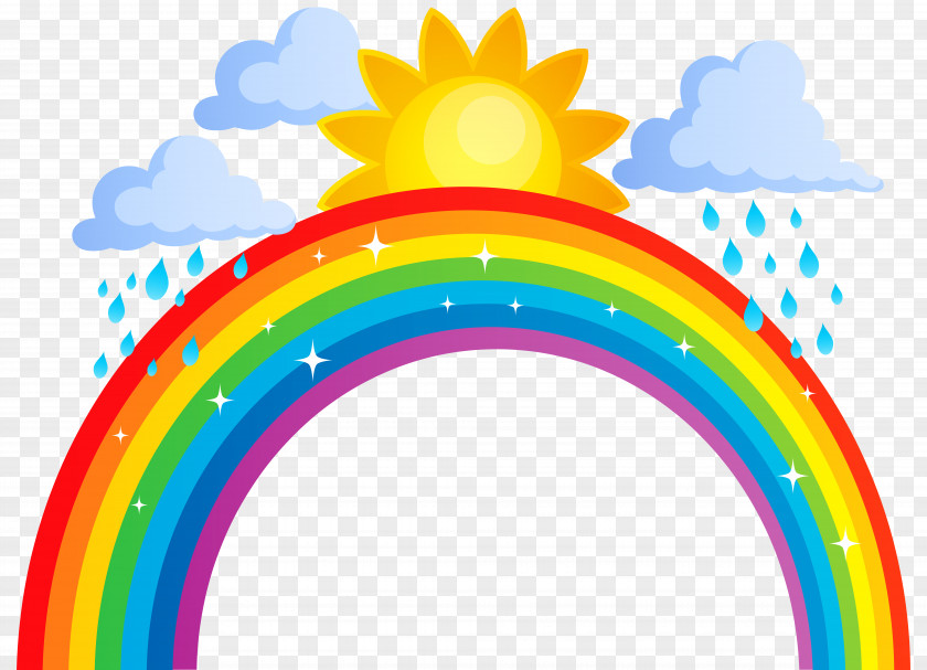 Rainbow Sun And Clouds Transparent Clip Art Image PNG