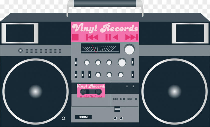 Vector Pink Radio Boombox Compact Cassette Deck Android PNG