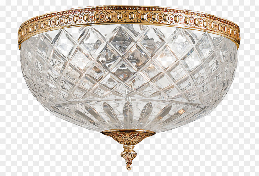 Floral Glass Ceiling Lighting Brass Crystal PNG