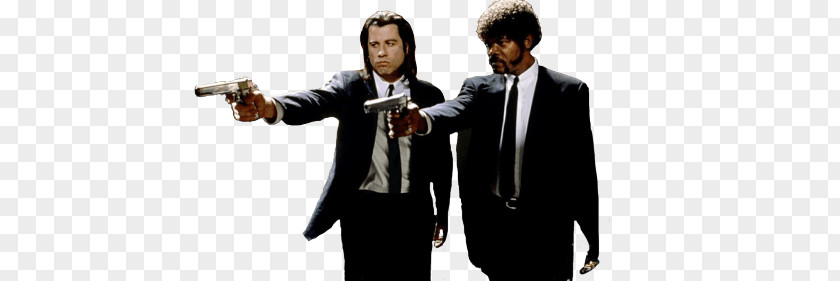 Pulp Fiction Travolta PNG Travolta, two men holding guns clipart PNG