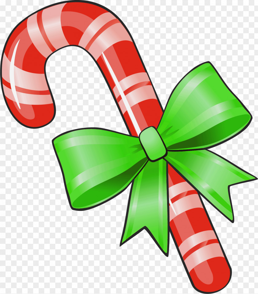 Transparent Christmas Candy Cane With Green Bow Clipart Lollipop Clip Art PNG