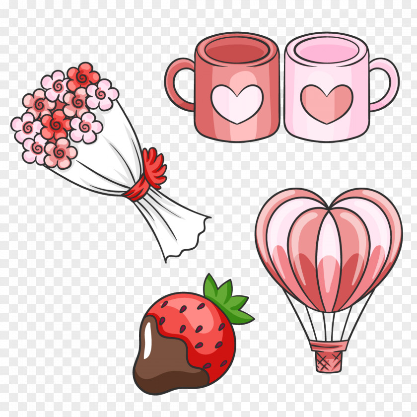 Vector Love Mug Valentines Day Flower Bouquet PNG