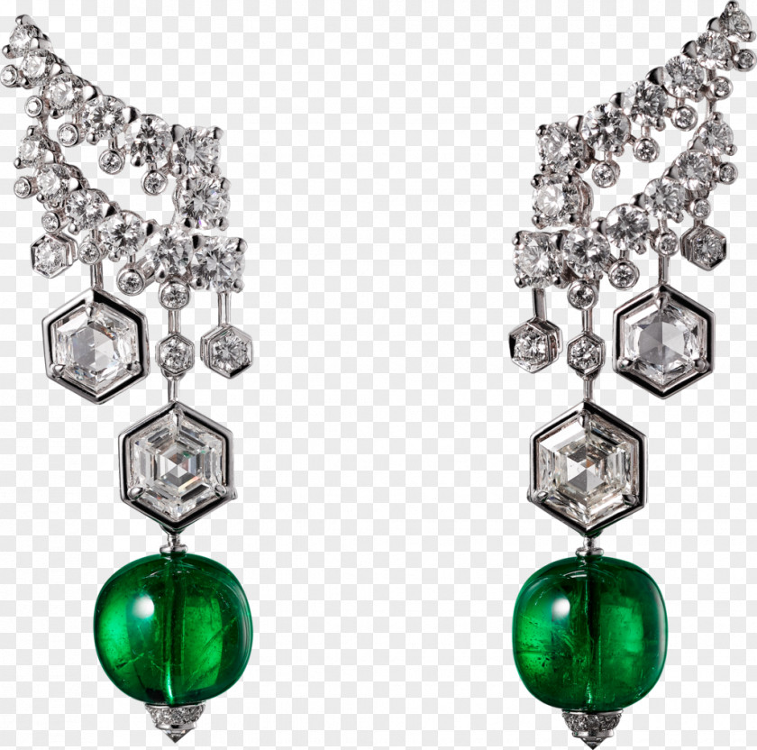 Emerald Jewellery Cartier Earring Diamond PNG