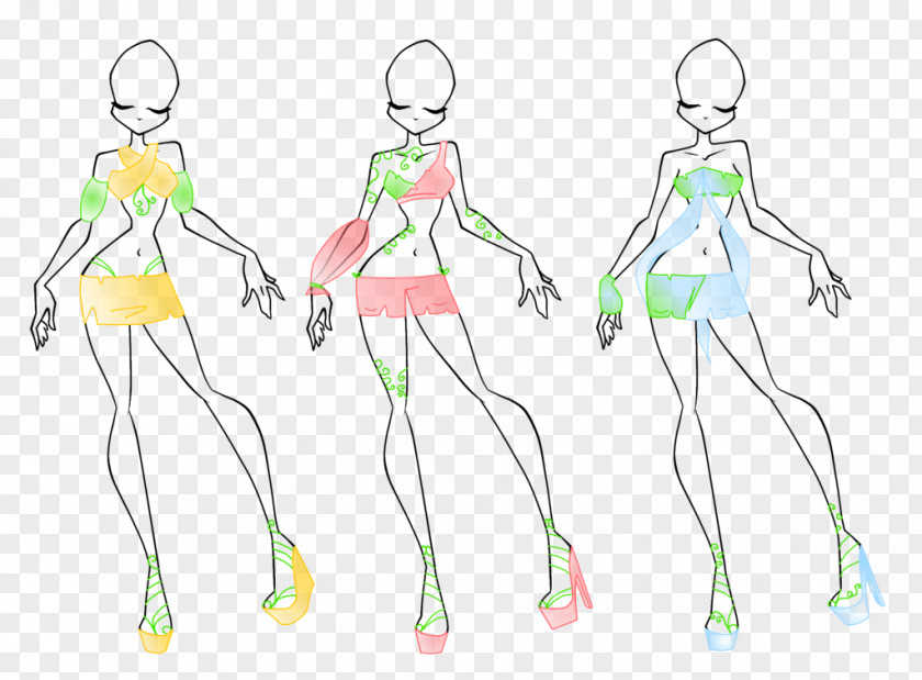 SUMMER OUTFIT Line Art Sketch PNG