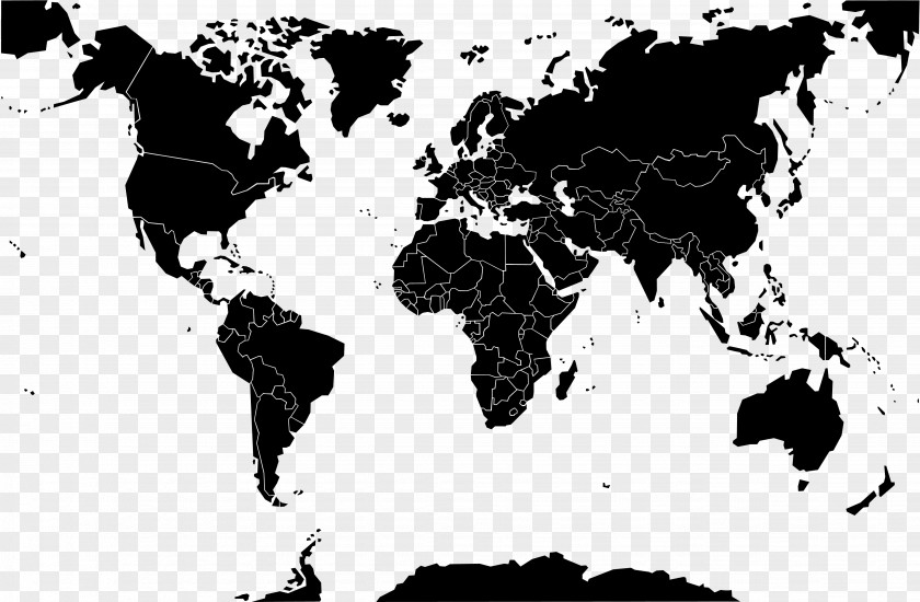 Black And White Manuscript World Map Globe PNG
