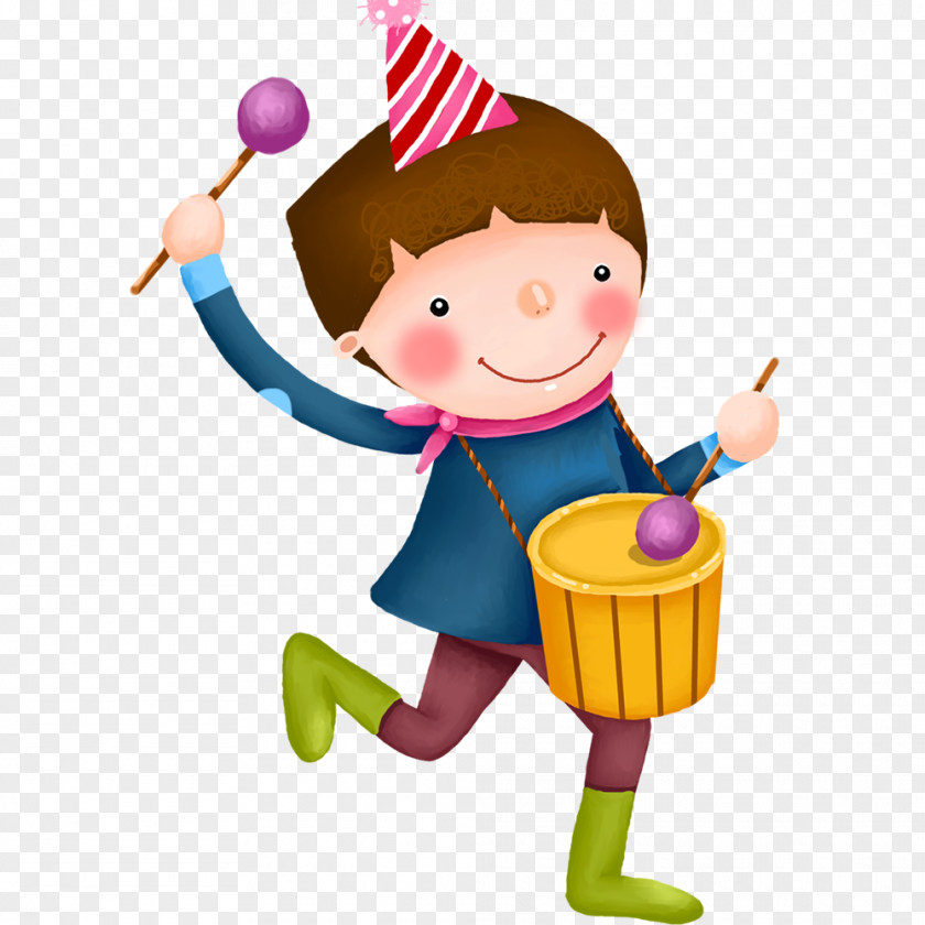 Drumming Child Cartoon Comics Illustration PNG