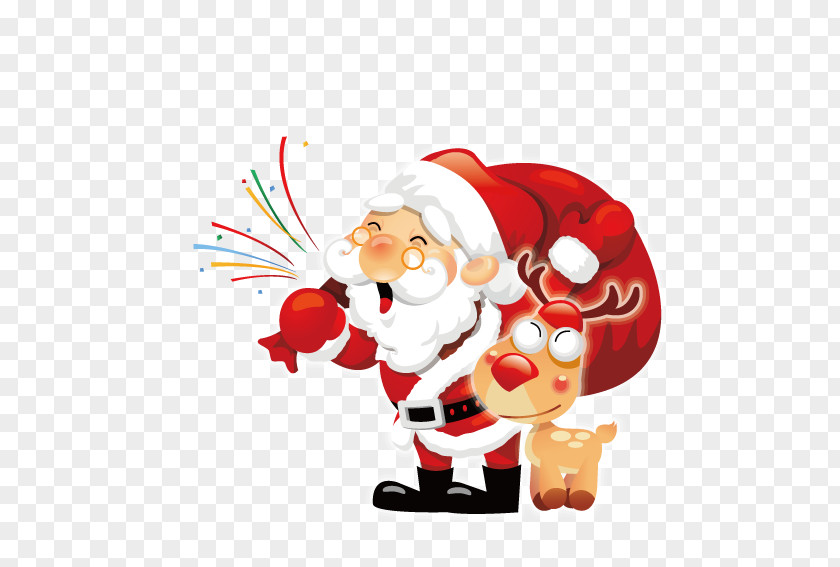 Elk With Santa Claus Paper Christmas PNG