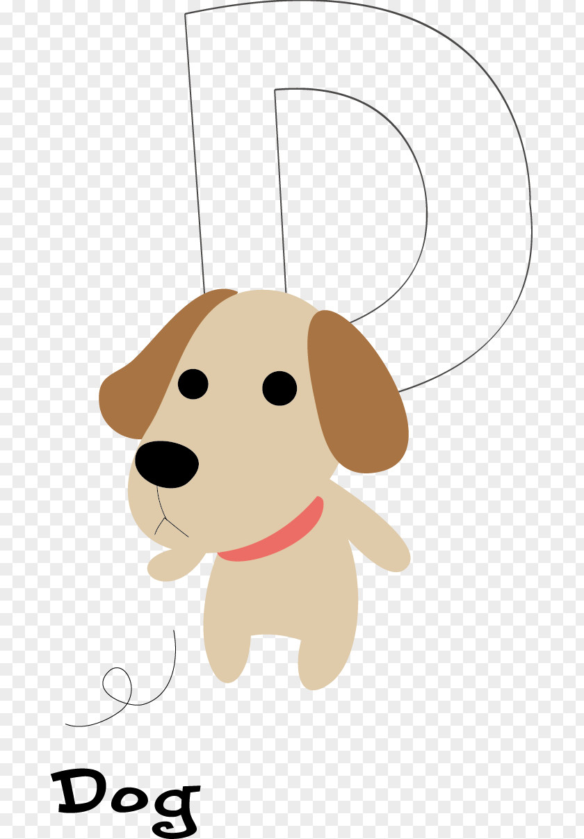 Letter D Cartoon Hand Painted Puppy Dog Illustration PNG