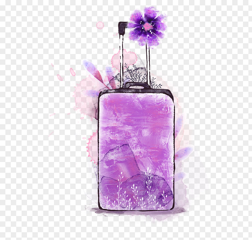 Flowers,Suitcase Suitcase Watercolor Painting Poster Illustration PNG