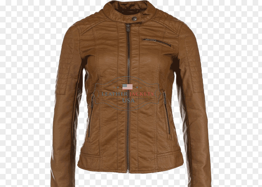 Jacket Leather Clothing Tan PNG