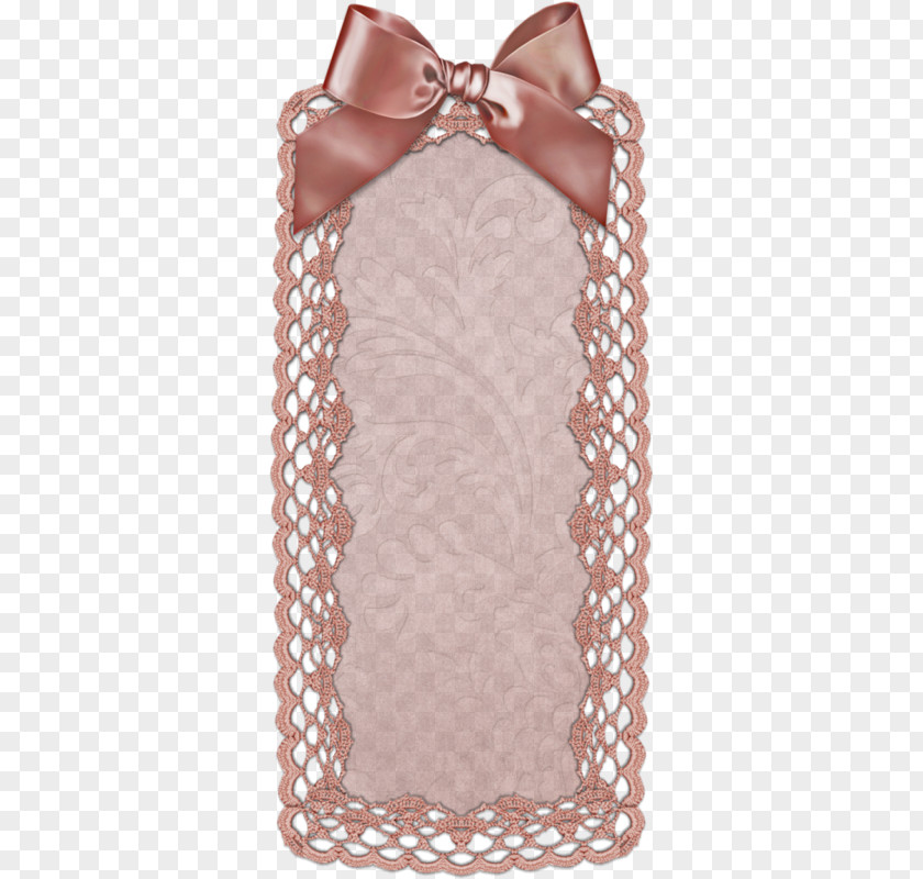 Pink Ribbon Bow Lace Border Promotional Card PNG