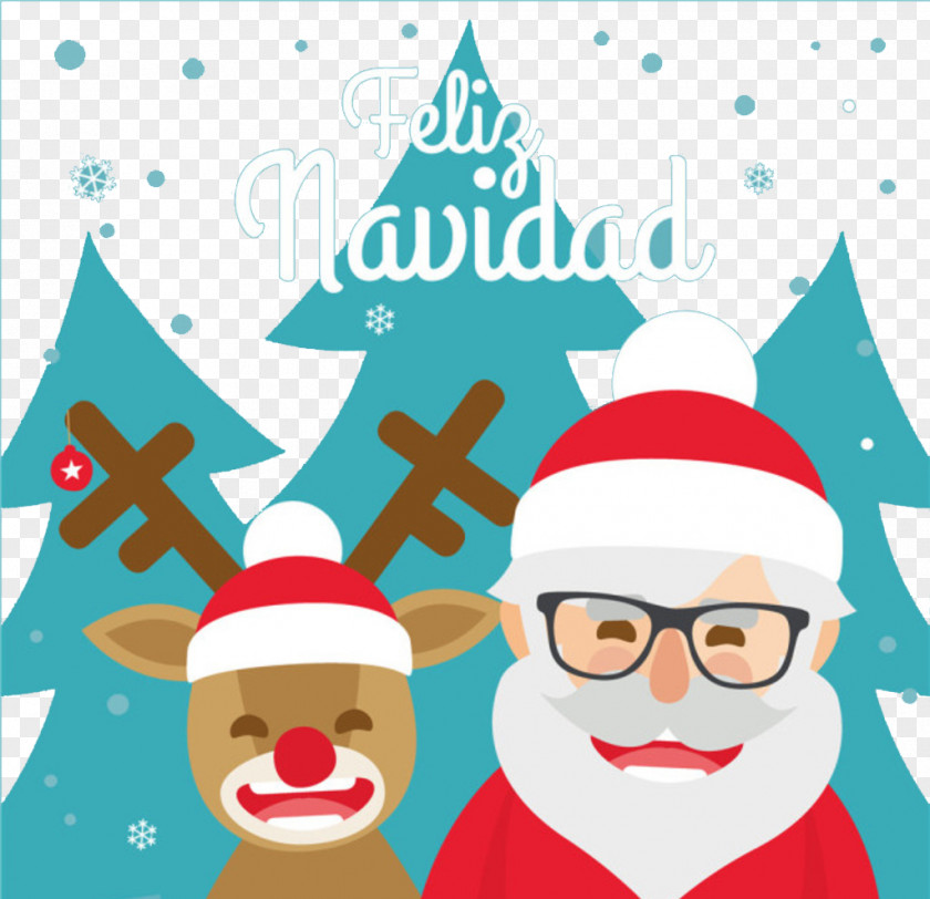 Santa And Deer Rudolph Claus Christmas Illustration PNG