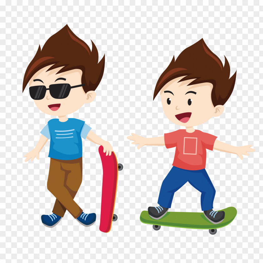 Vector Skateboard Boy Drawing PNG