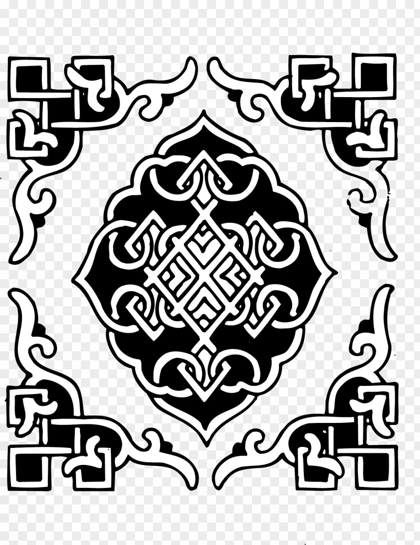 Classic Black And White Pattern Decorative Windows Mongolia Window Download PNG