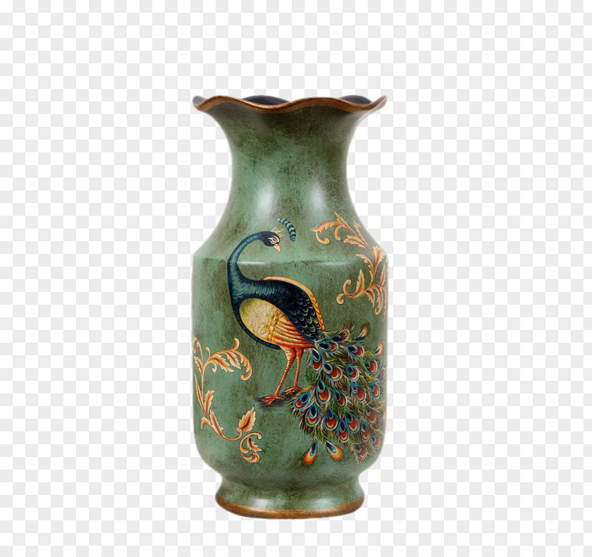 European Peacock Flower Pots Ceramic Vase PNG