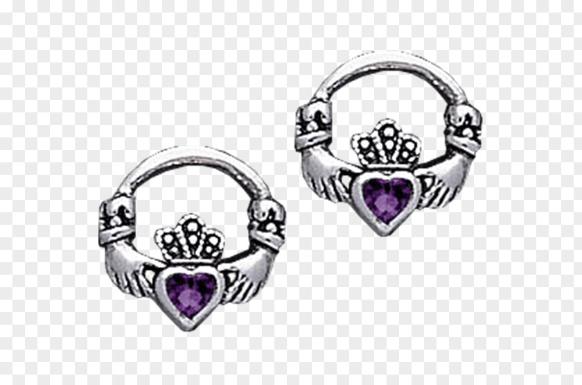 Silver Amethyst Earring Claddagh Ring Body Jewellery PNG