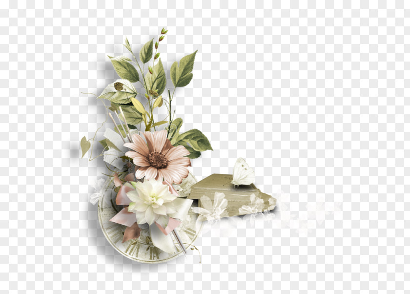 Beige Flower Decoupage Blog Clip Art PNG
