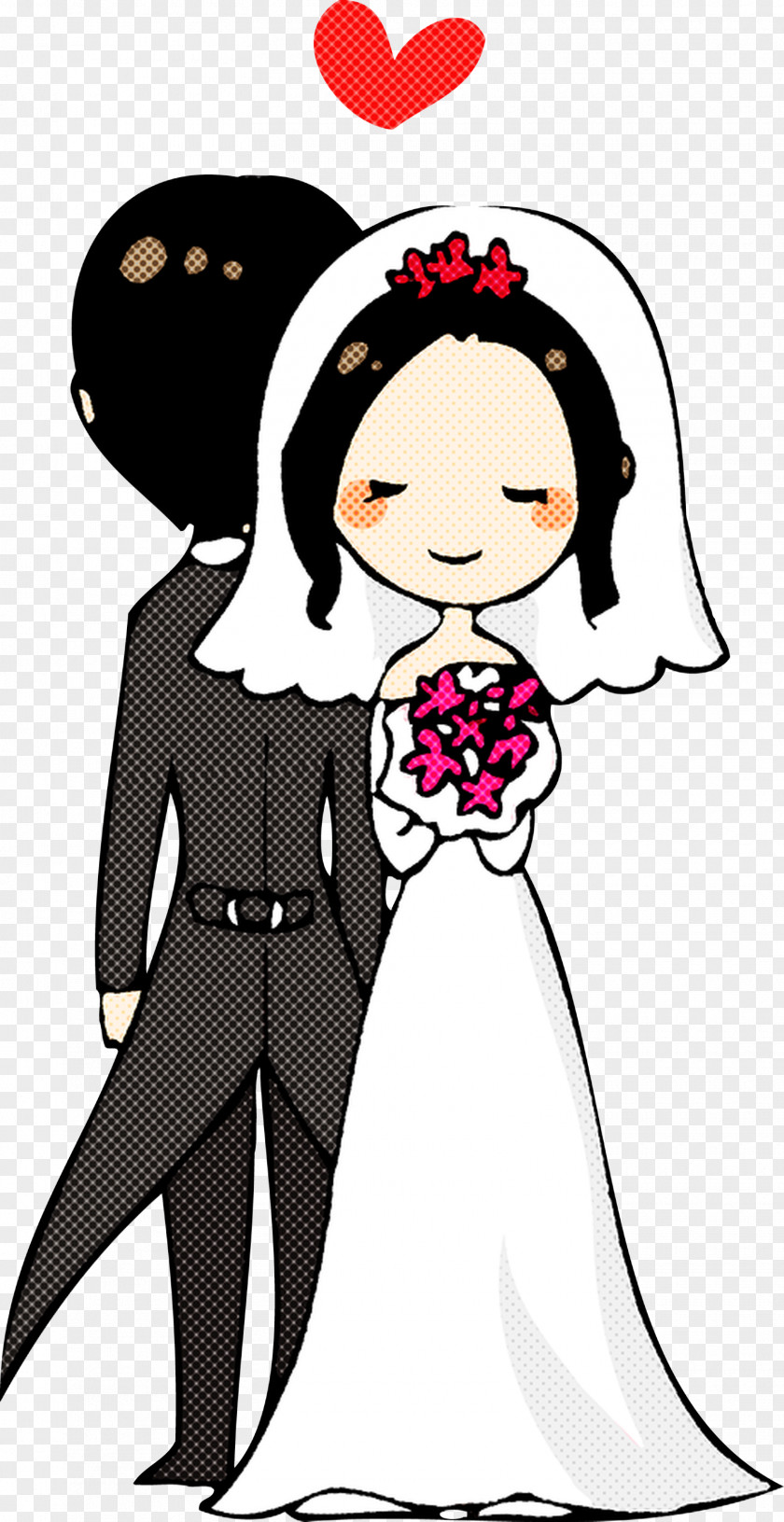 Cartoon Formal Wear Black Hair Tuxedo Bride PNG