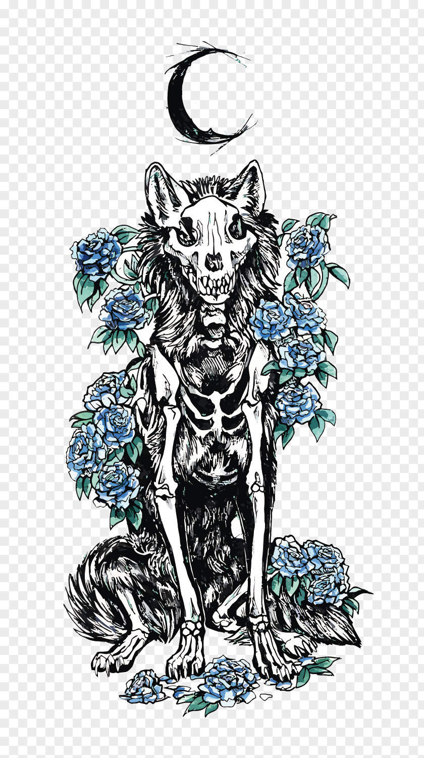 Vector Dead Wolf Dog Puppy Illustration PNG
