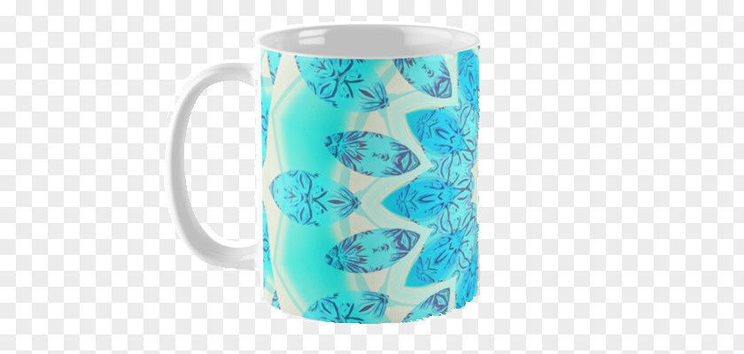 Blue Mandala Mug Glass Turquoise Cup PNG