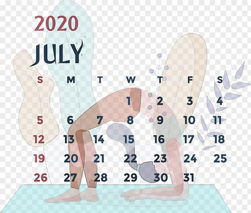 July 2020 Printable Calendar PNG